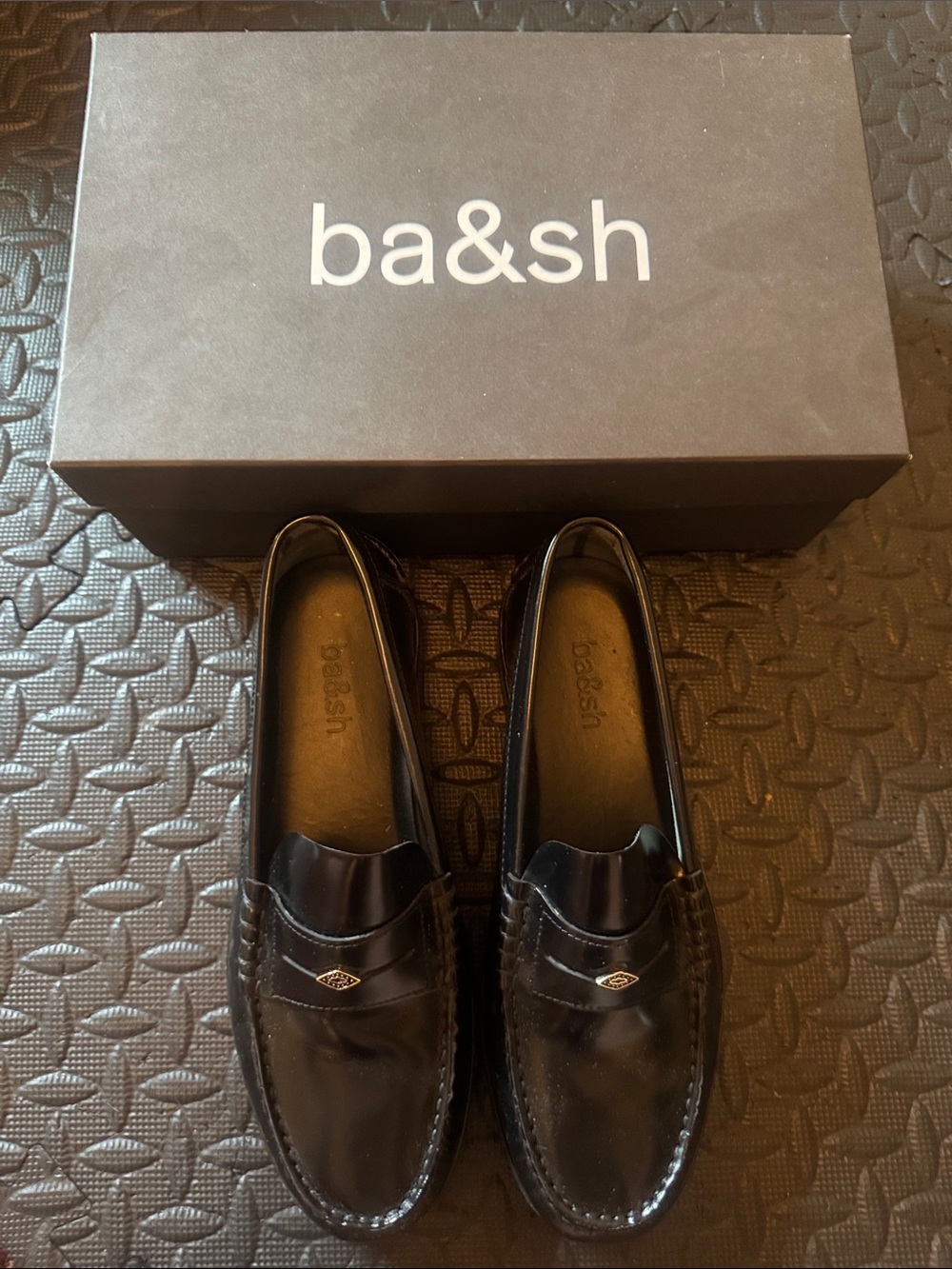 ba&sh Womens Black Leather Penny Loafers